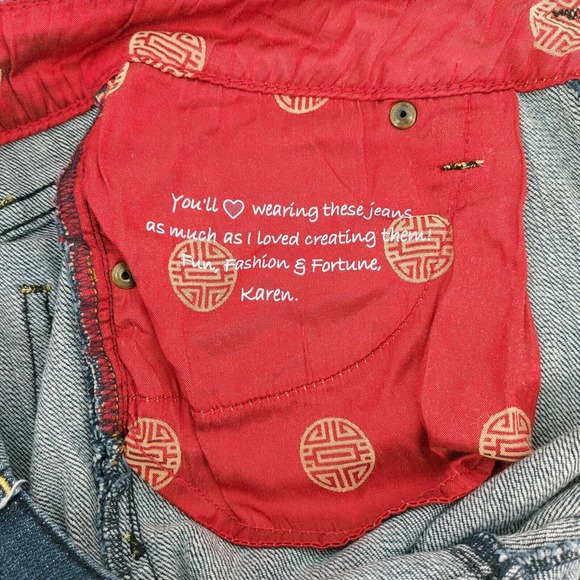 Fortune Denim Jeans 26 Dark Blue w/ Gold Embroidered Pockets Bootcut - Picture 4 of 7